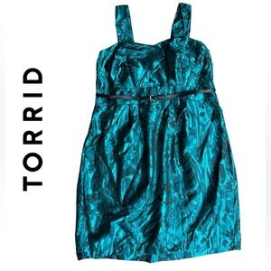 NWT TORRID Teal Belted Brocade Tank Party Dress Size 12 MSRP $68.50